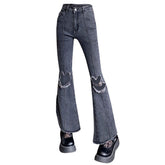 Schlagjeans im Grunge-Stil mit Herzausschnitt